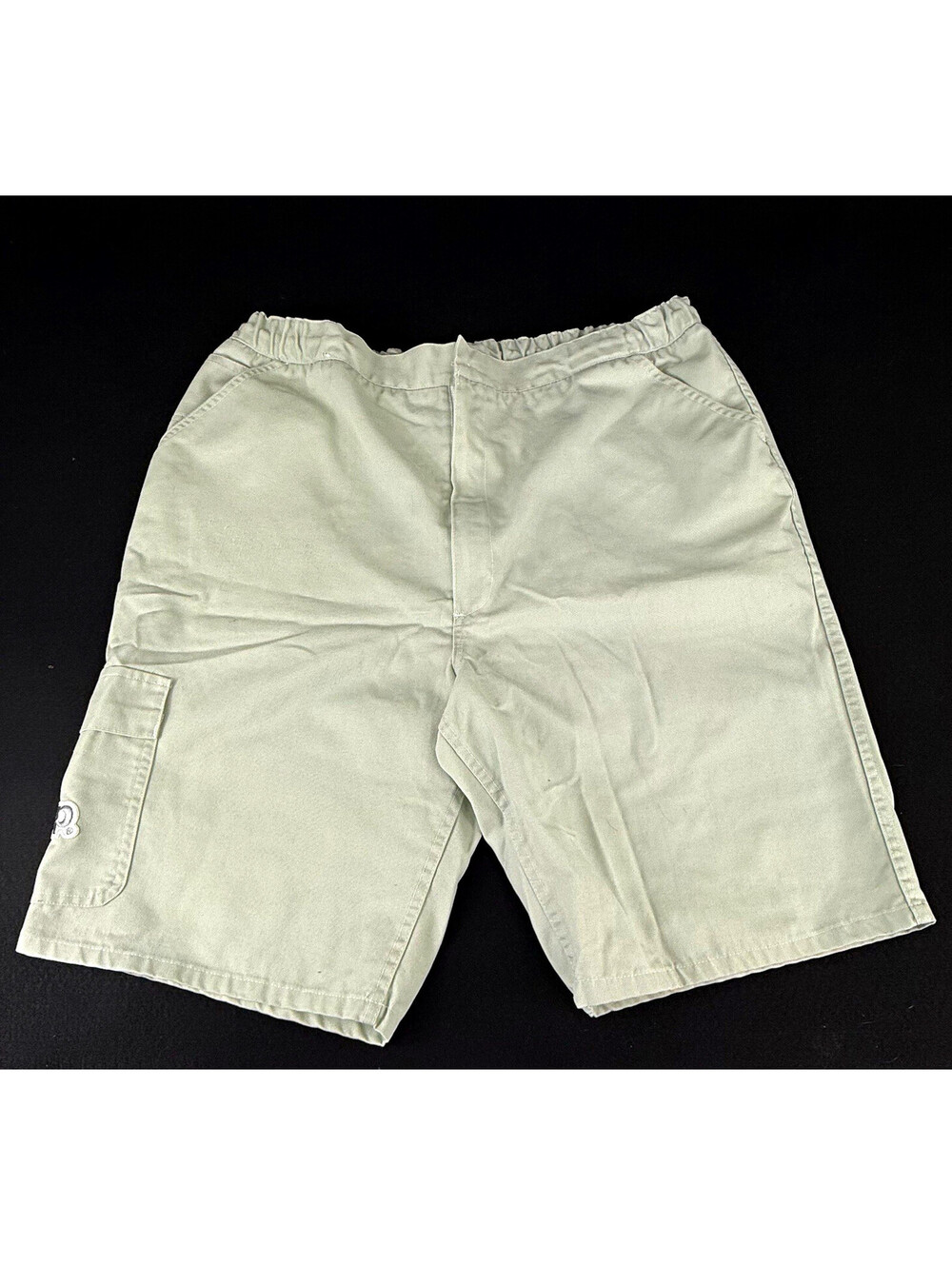 Jeep Men’s Green Cargo Shorts Flat Front Solid Drawstring Cargo Pockets Canvas